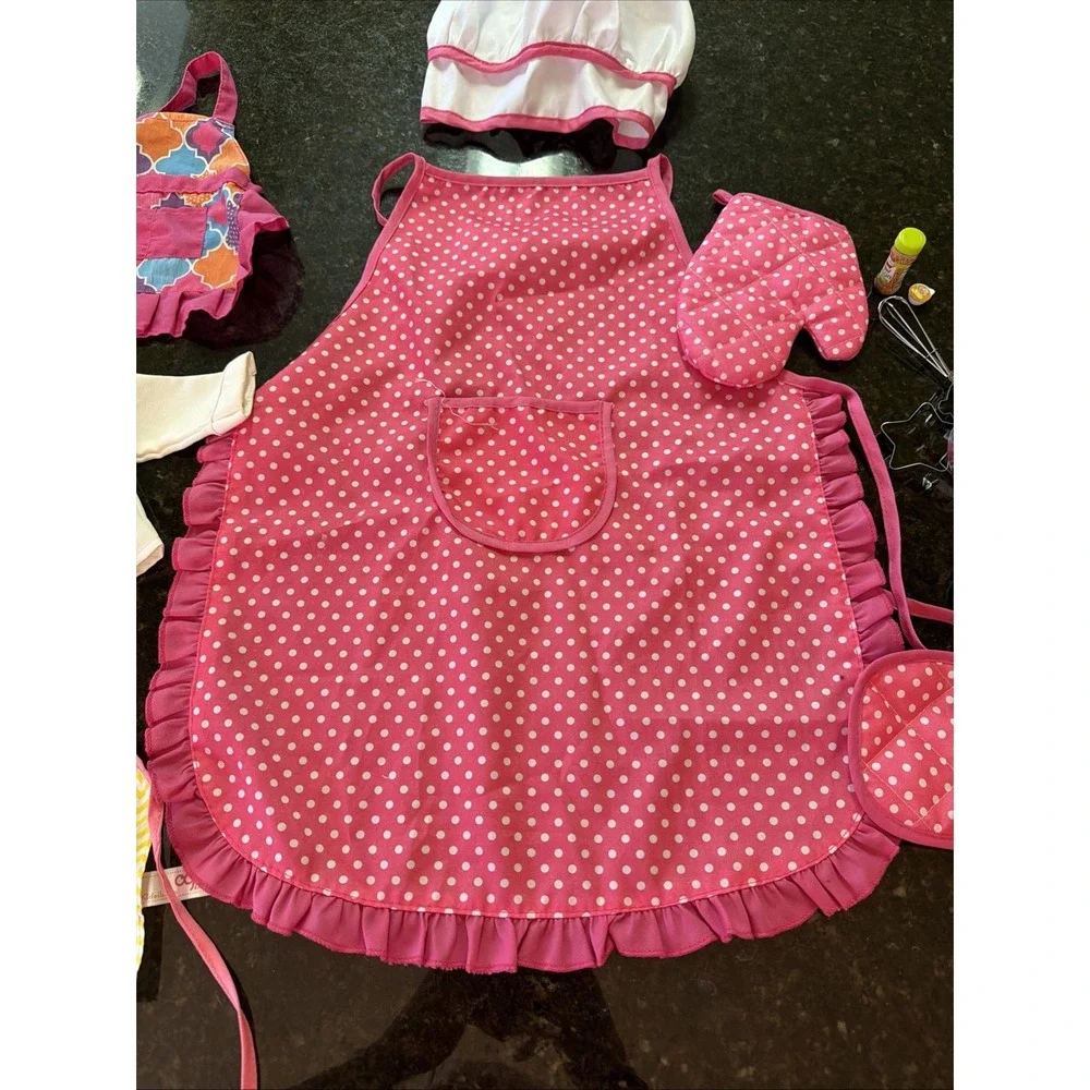 18 In Doll Baking Apron Jacket Accessories Kitchen w/‎ Girls Apron And Chefs Hat